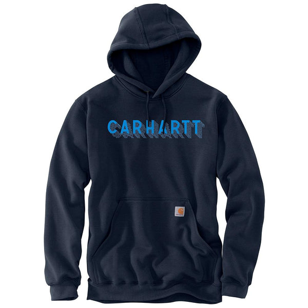 Carhartt Mens Rain Defender Loose Fit Midweight Logo Graphic Hoodie Sweatshirt