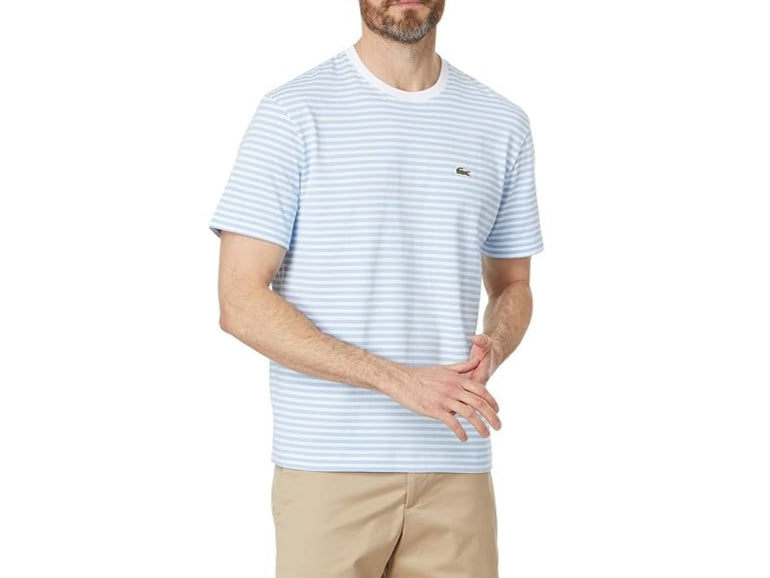 Lacoste Mens Striped Heavy Cotton Short Sleeve T-Shirt