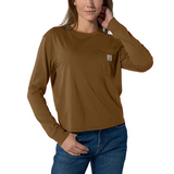 Carhartt Womens Tencel Fiber Series Loose Fit Crewneck Pocket Long Sleeve T-Shirt