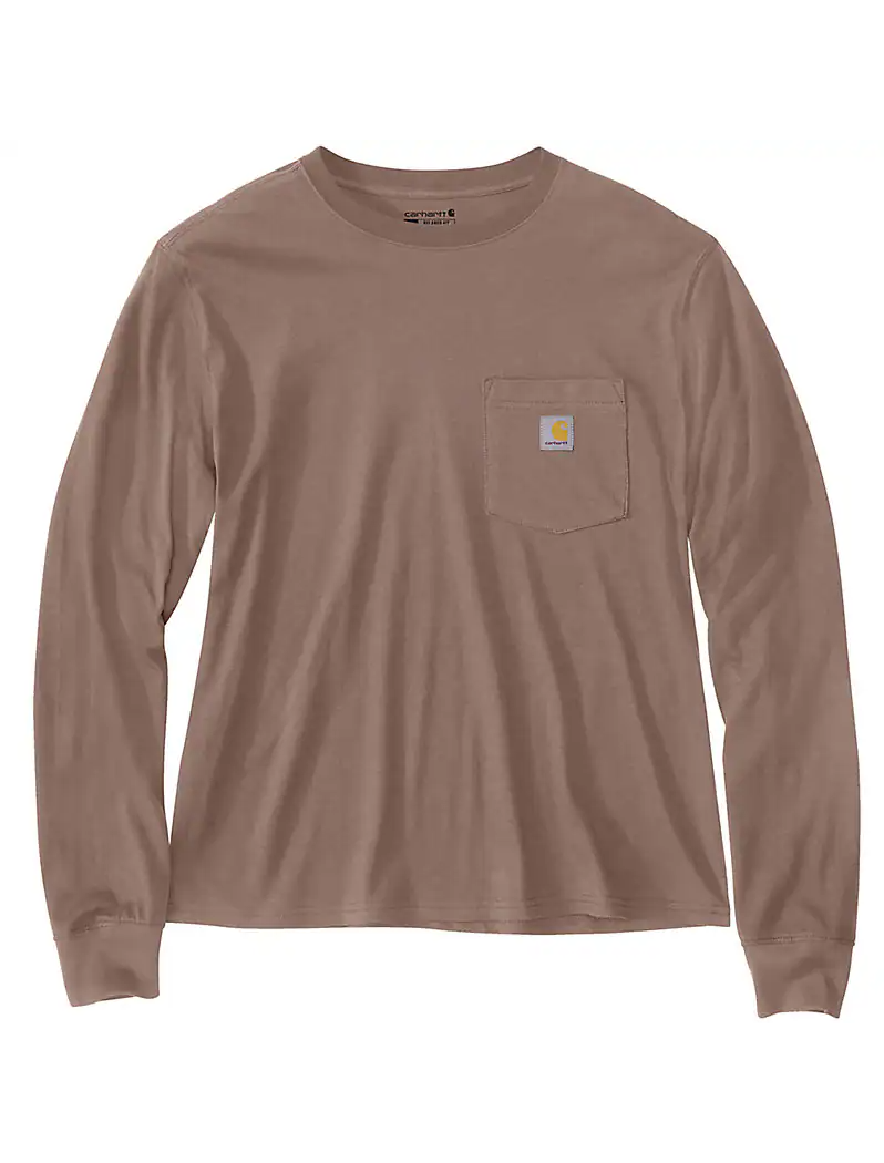 Carhartt Womens Tencel Fiber Series Loose Fit Crewneck Pocket Long Sleeve T-Shirt