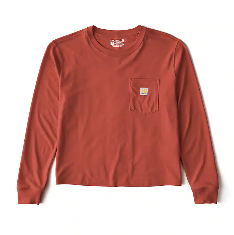Carhartt Womens Tencel Fiber Series Loose Fit Crewneck Pocket Long Sleeve T-Shirt