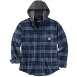 Carhartt Mens Rugged Flex Relaxed Fit Flannel Fleece-Lined Hooded Shirt Jacket