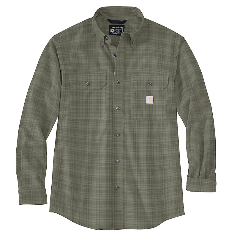 Carhartt Mens Loose Fit Midweight Chambray Plaid Long Sleeve Shirt