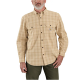 Carhartt Mens Loose Fit Midweight Chambray Plaid Long Sleeve Shirt