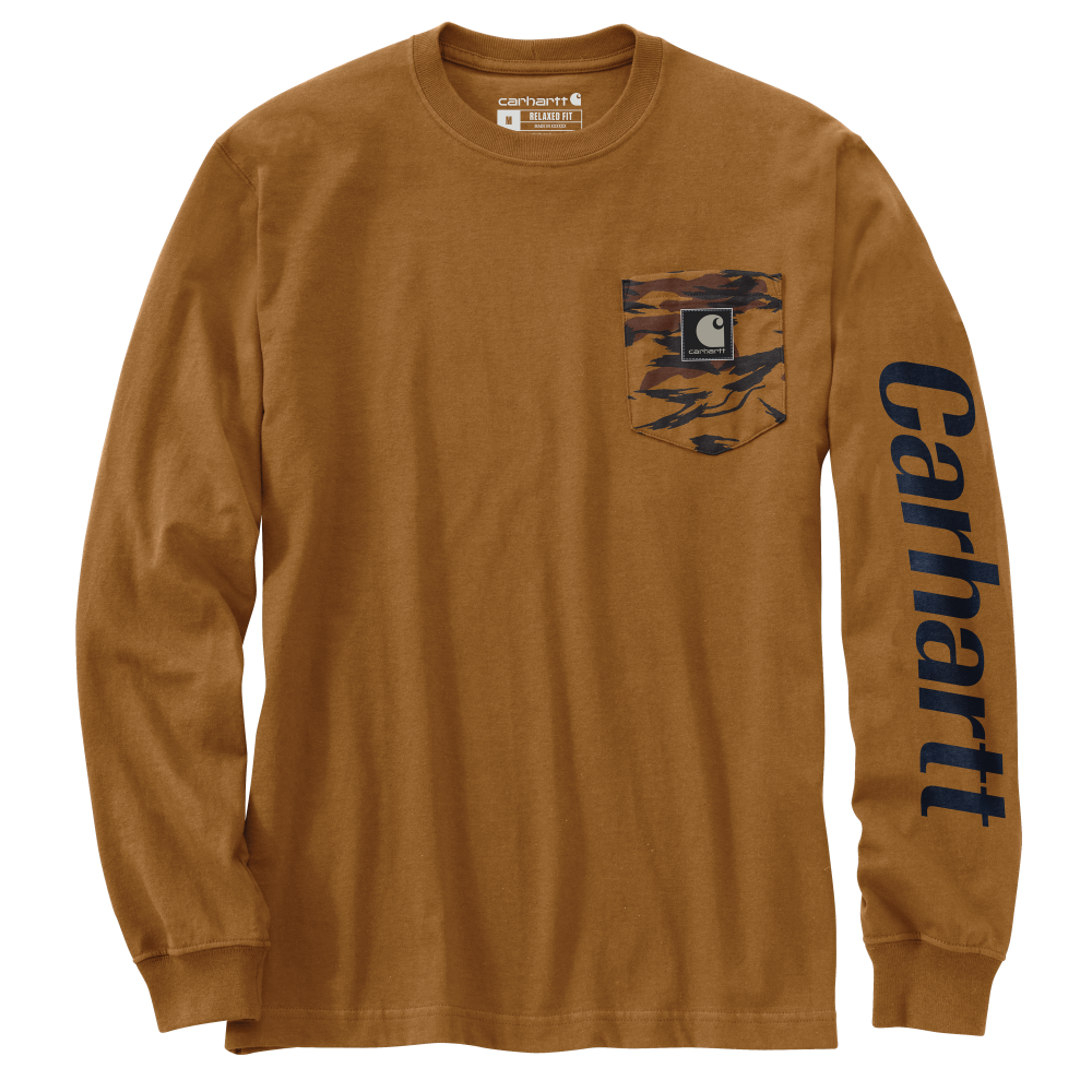 Carhartt Mens Relaxed Fit Heavy Weight Long Sleeve Pocket T-Shirt