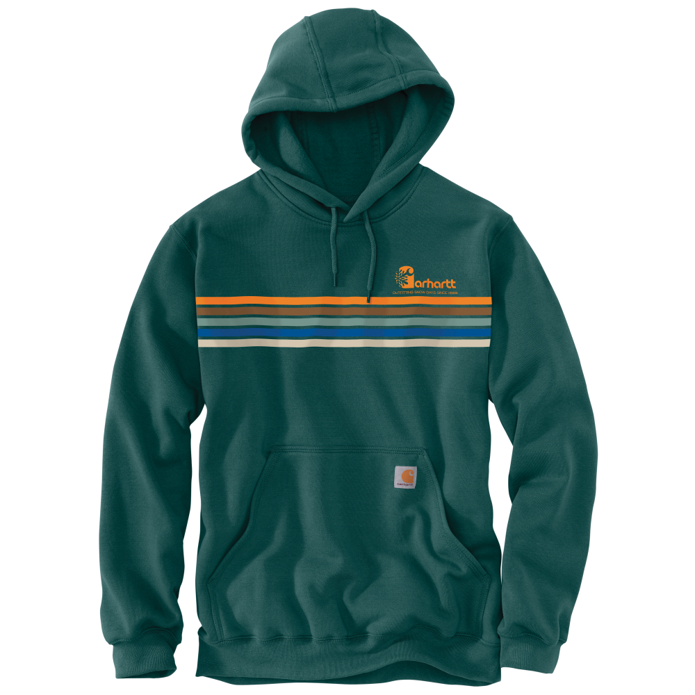 Carhartt Mens Loose Fit Midweight Stripe Graphic Pullover Hoodie