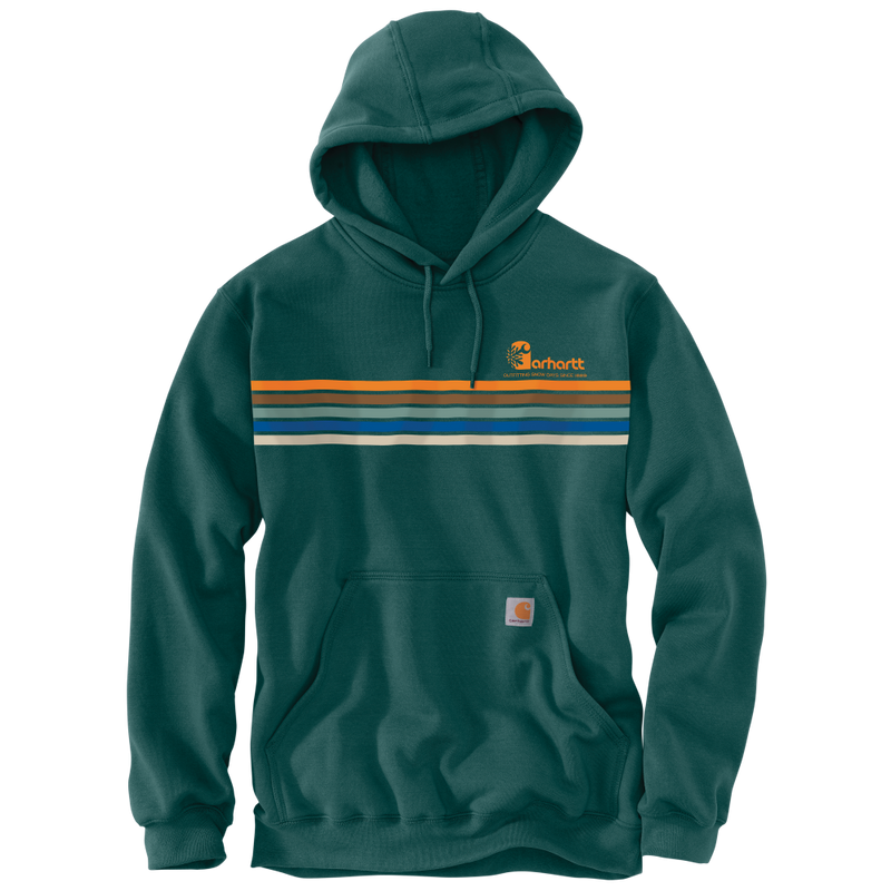 Carhartt Mens Loose Fit Midweight Stripe Graphic Pullover Hoodie