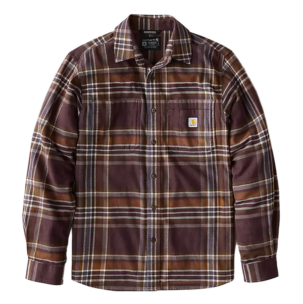 Carhartt Mens Rugged Flex Relaxed Fit Midweight Flannel Plaid Long Sleeve Shirt