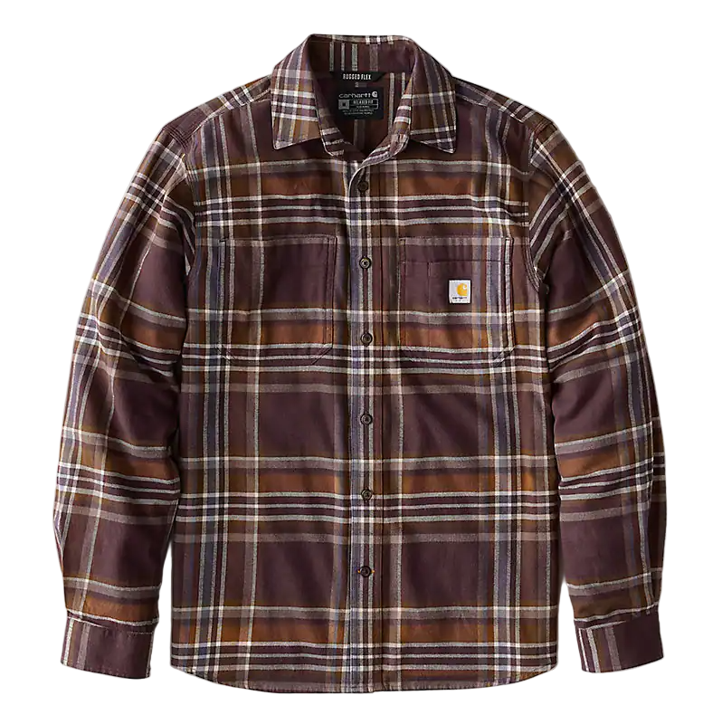 Carhartt Mens Rugged Flex Relaxed Fit Midweight Flannel Plaid Long Sleeve Shirt