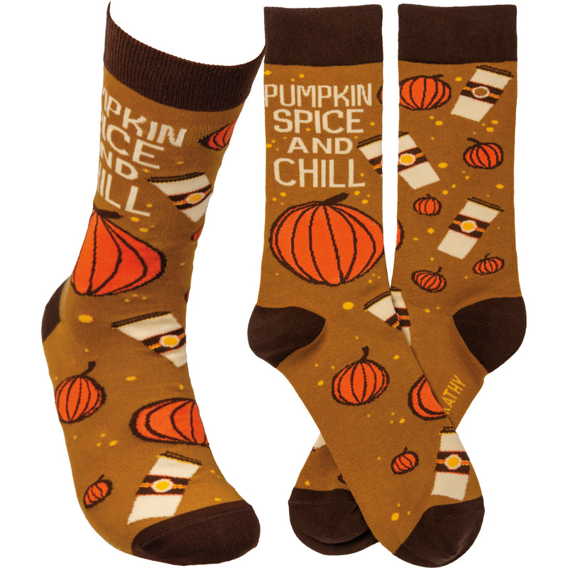 Primitives By Kathy Pumpkin Spice And Chill Socks