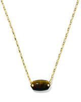 Kendra Scott Elisa Riveted Gold Short Pendant Necklace - Dark Brown Hawk's Eye