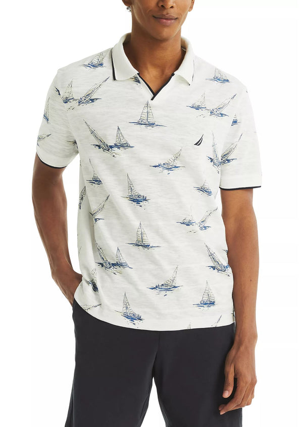 Nautica Mens Textured Short Sleeve Polo