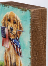 Primitives By Kathy Puppy Flags Block Sign