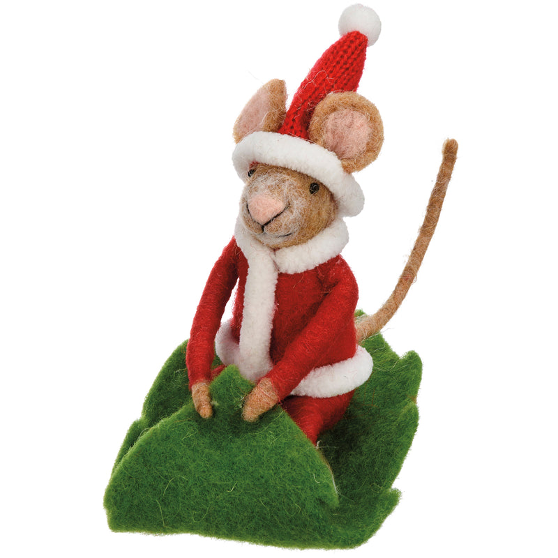 Primitives By Kathy Santa Mouse Sledding Critter