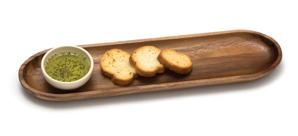 Lipper International Acacia Bread Board with Ceramic Bowl