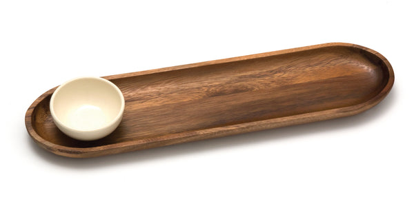 Lipper International Acacia Bread Board with Ceramic Bowl