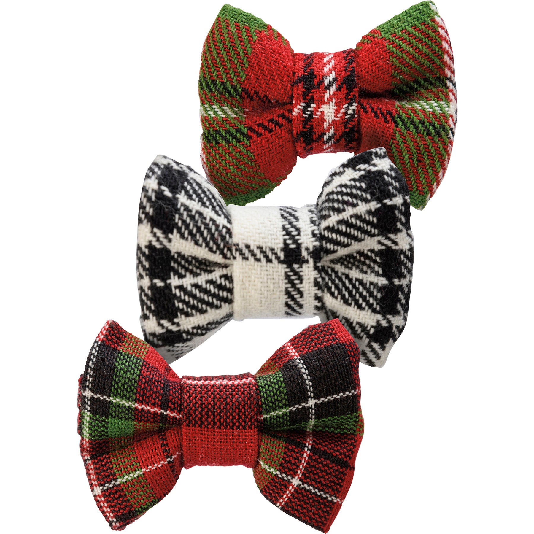 Primitives By Kathy Christmas Plaid Pet Bow Tie Set - Small