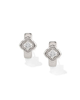 Kendra Scott Mallory Crystal Silver Huggie Earrings - White Cubic Zironia