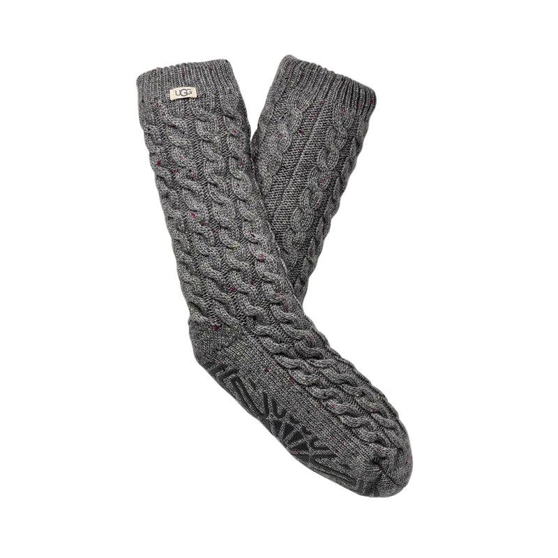 UGG Womens Elowyn Cable Knit Fleece Lined Socks