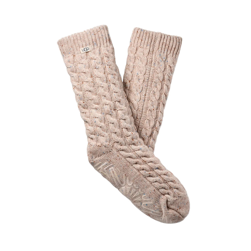UGG Womens Elowyn Cable Knit Fleece Lined Socks