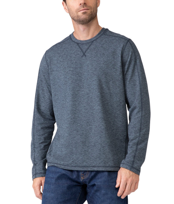 Free Country Mens Sueded Spacedye Long Sleeve Crew Neck Sweatshirt