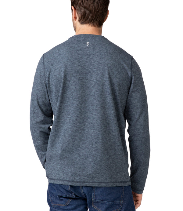 Free Country Mens Sueded Spacedye Long Sleeve Crew Neck Sweatshirt