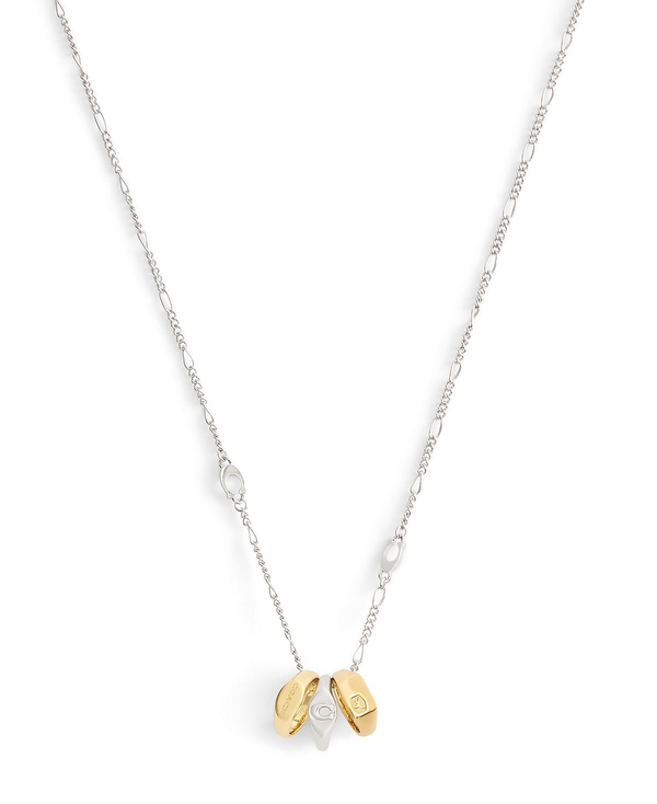 COACH Two-Tone Signature Signet Rondelle Pendant Necklace