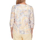 Ruby Rd. Womens Paisley Printed Patch Knit Top