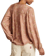 Lucky Brand Womens Printed Peasant Top