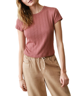 Marine Layer Womens Lexi Pointelle Short Sleeve T-Shirt