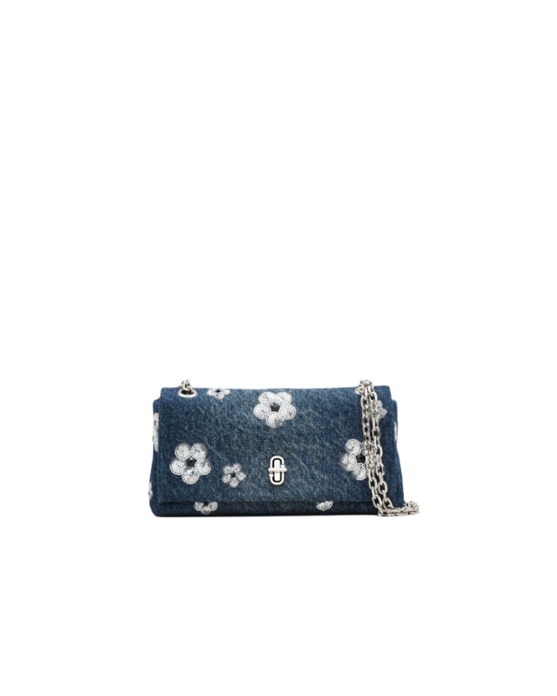 Marc Jacobs The Sequin Daisy Denim Dual Chain Shoulder Handbag