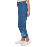 Alfred Dunner Womens Floral Crochet Applique Ankle Jeans