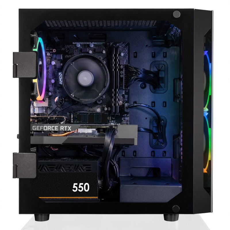 CLX SET Gaming Desktop - AMD Ryzen 7 5700X 3.4GHz 8-Core Processor, 16GB DDR4 Memory, GeForce RTX 3050 8GB GDDR6 Graphics, 500GB M.2 NVMe SSD, 2TB HDD, WiFi, Black CLX Edition Karnak MicroATX Tower RGB Fans, Windows 11 Home 64-bit