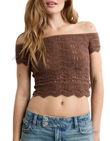 American Eagle Womens AE Off-The-Shoulder Cropped Sweater Tee
