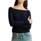 American Eagle Womens AE Fitted Off-The-Shoulder Cable Knit Sweater