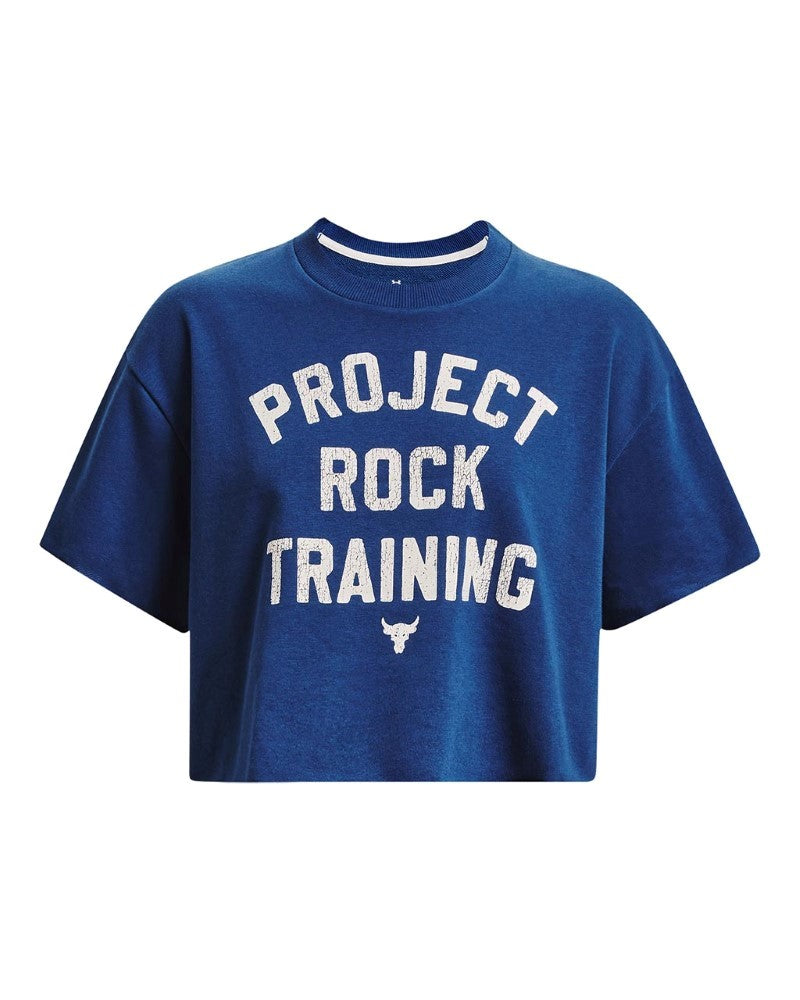 Under Armour Womens Project Rock Rival Terry Crop Short Sleeve T-Shirt