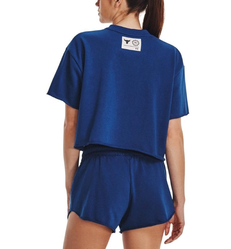 Under Armour Womens Project Rock Rival Terry Crop Short Sleeve T-Shirt