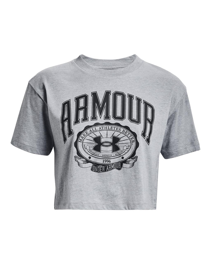 Under Armour Womens Collegiate Crest Cropped Short Sleeve T-Shirt