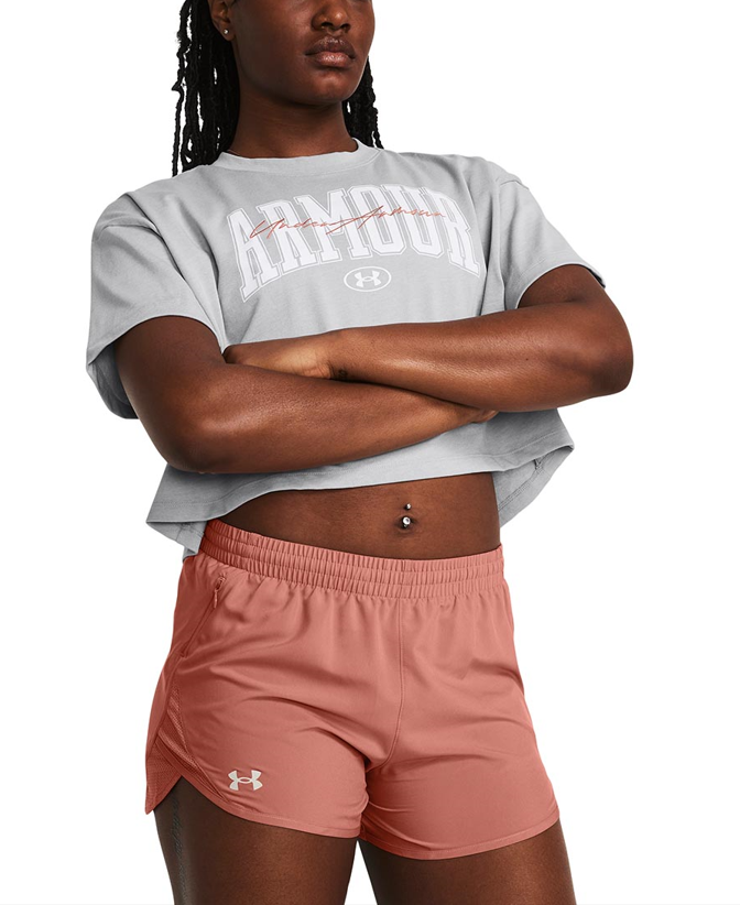 Under Armour Womens UA Heavyweight Scripted Wordmark Crop Short Sleeve Shirt