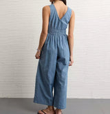 American Eagle Womens AE Tie-Front Lace Trim Jumpsuit