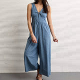 American Eagle Womens AE Tie-Front Lace Trim Jumpsuit