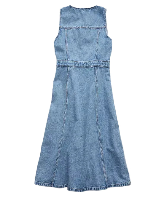 American Eagle Womens AE Button-Up Denim Midi Dress – ShopCGX