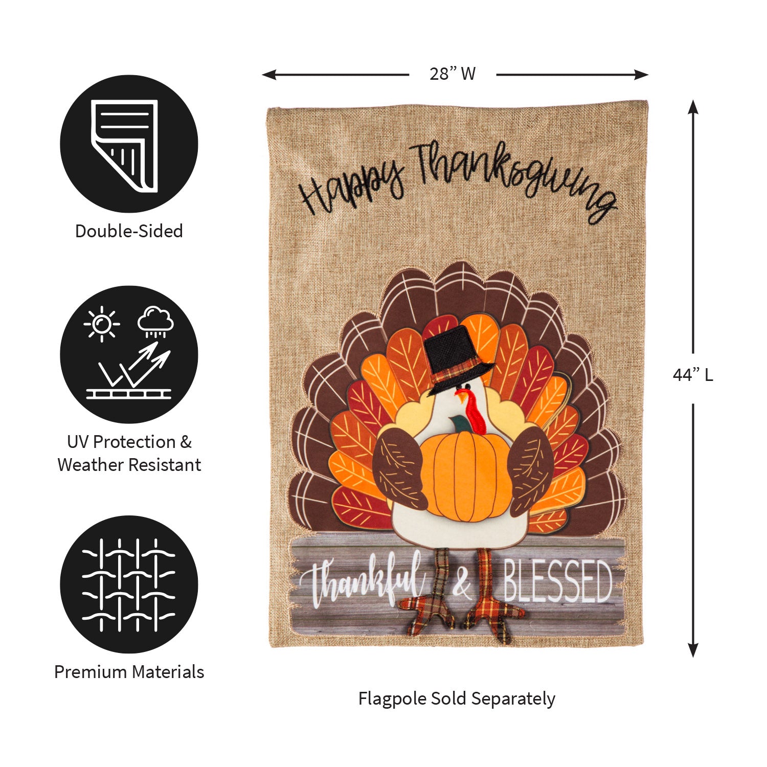 Evergreen Thankful and Blessed House Flag