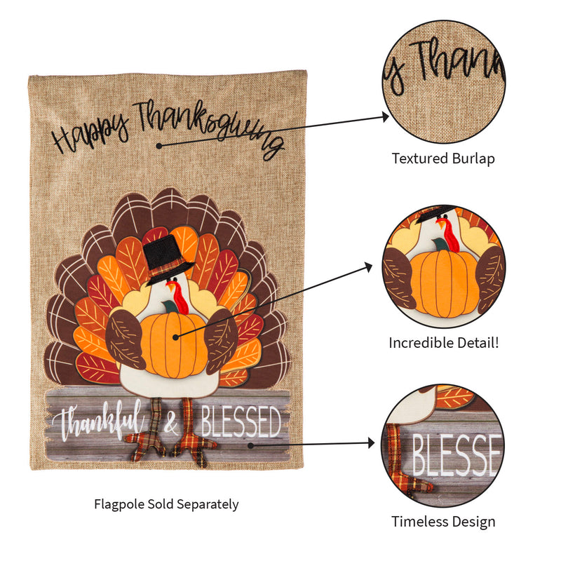 Evergreen Thankful and Blessed House Flag