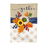Evergreen Fall Floral Gather House Flag