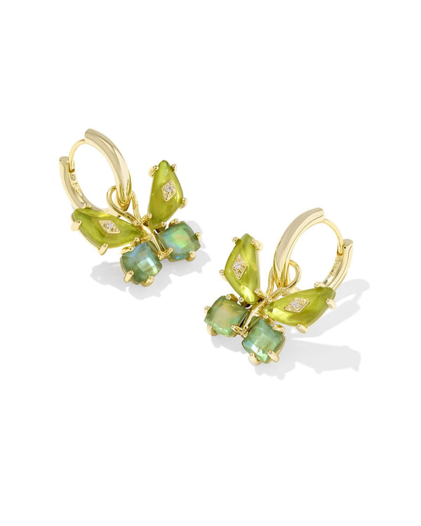 Kendra Scott Gold-Plated Bianca Green Butterfly Huggie Earrings