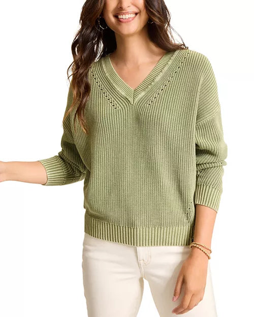 Tommy Bahama Womens Salt Wash V-Neck Sweater