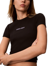 Calvin Klein Womens Contour Rib Logo Cropped T-Shirt