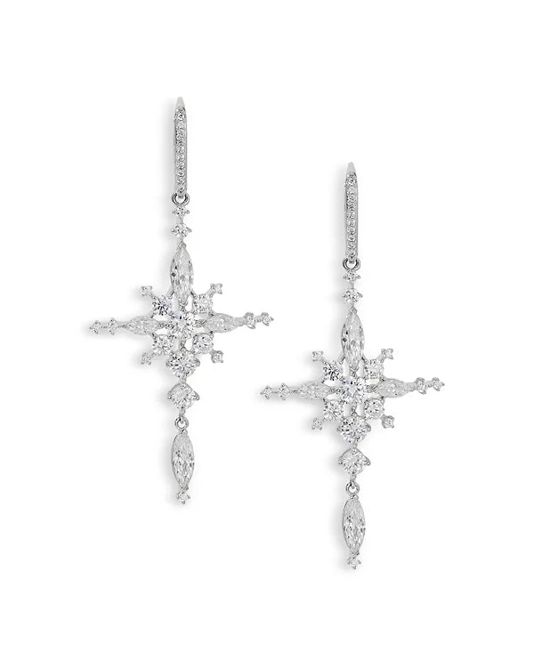 Nadri Cassi CZ Cross Cluster Drop Earrings