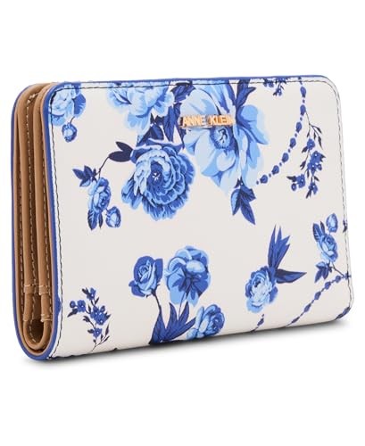 Anne Klein Blue Toile Medium Snap Bifold Wallet